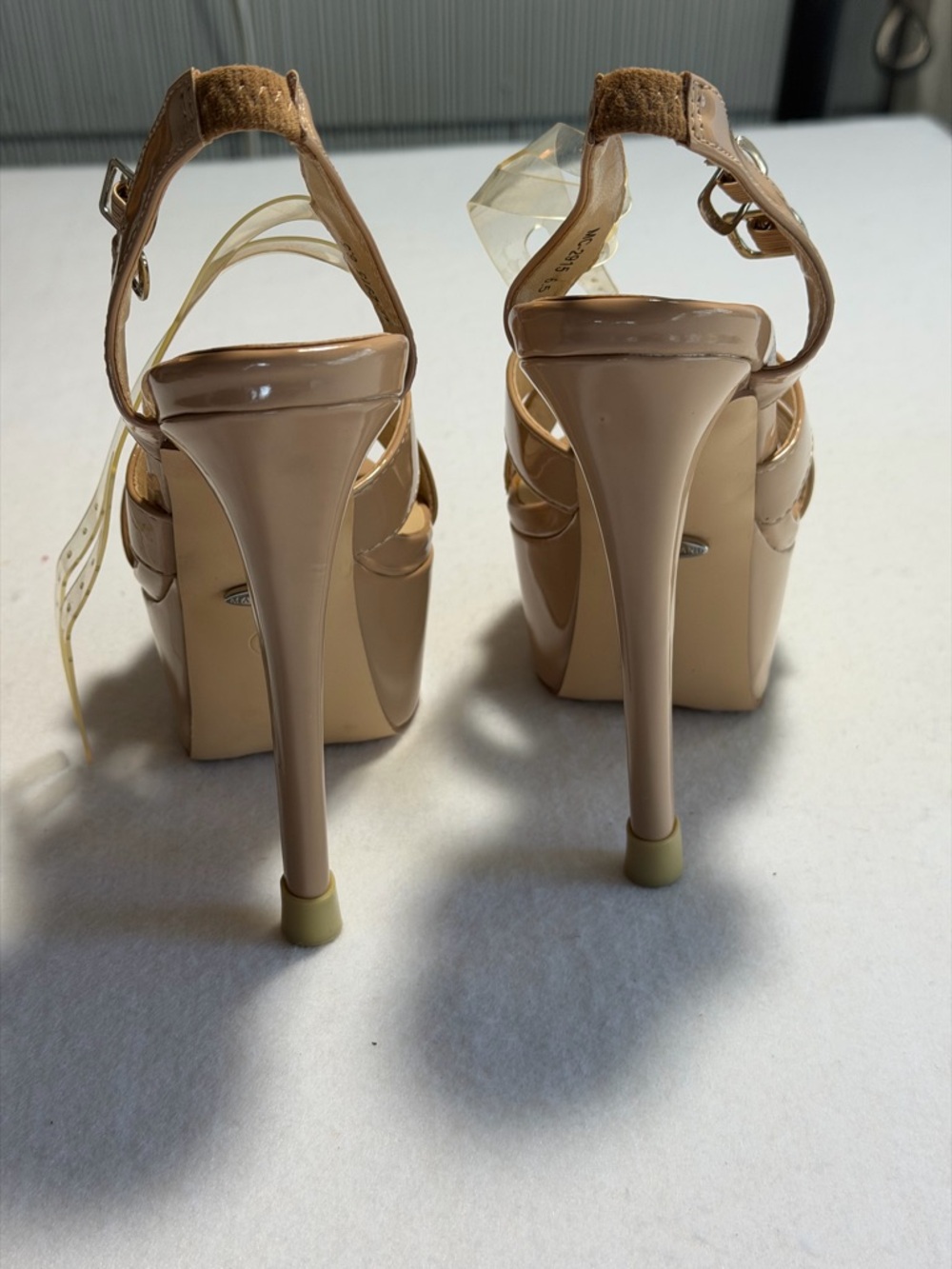 Marc Defang Pageant Heels Nude Platform Clear Straps 5” Competition Shoes 6.5 - Picture 11 of 11